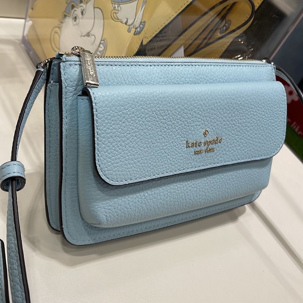 NWT Kate Spade Leila Small Crossbody K8284 
Leather Dewy Blue 
NWT - Picture 15 of 16